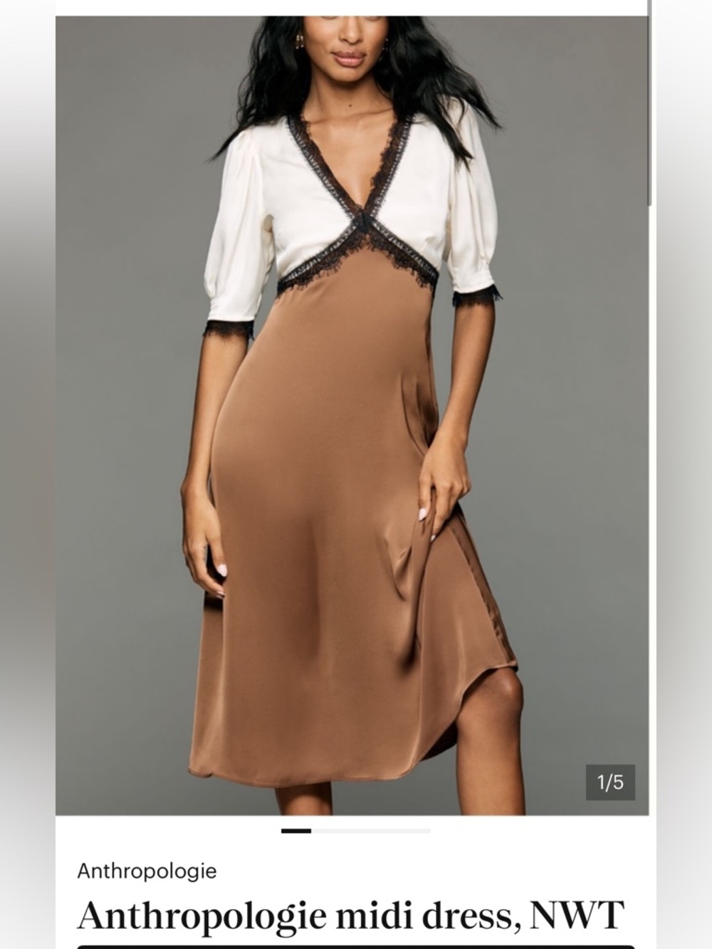 Anthropologie V-Neck Lace Trim Midi Dress
NWT, size XS